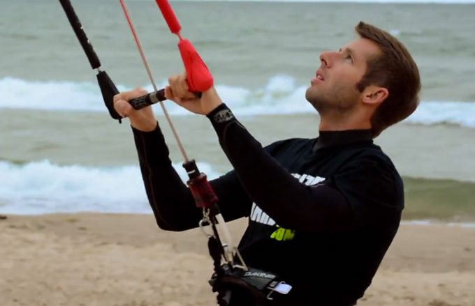 Matt Smolenski learning how to fly a kiteboarding kite