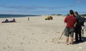 shooting a Jeep commercial with kiteboarders