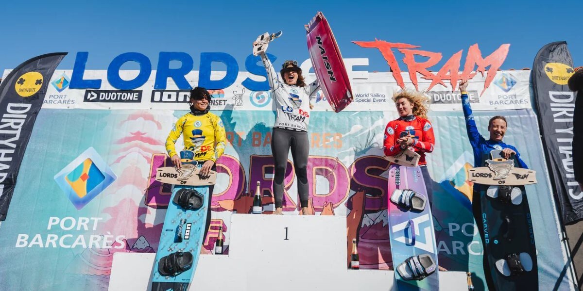 Alessa Mensch winning Lords of Tram with Naish