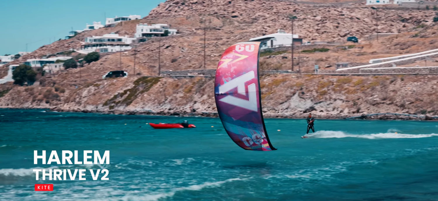 If you want to stand out, choose a kite that's been digitally printed at Brainchild. A kiteboarder rides with the digitally printed Harlem Thrive kite.