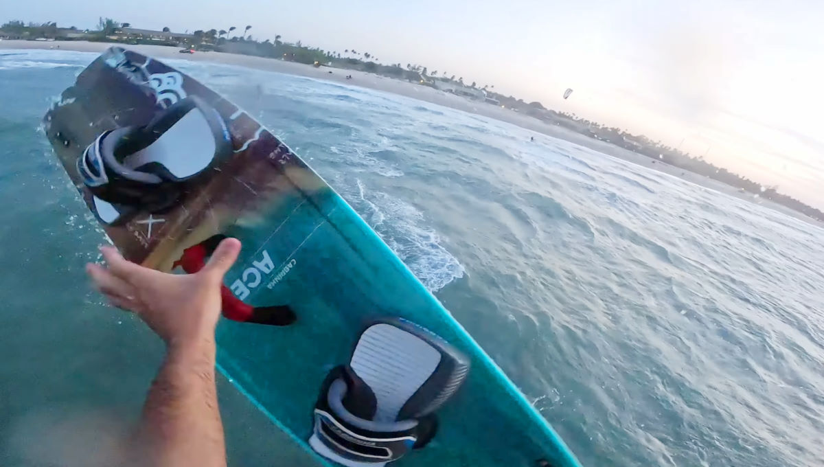 First-person view of a board-off trick with the Cabrinha Ace.