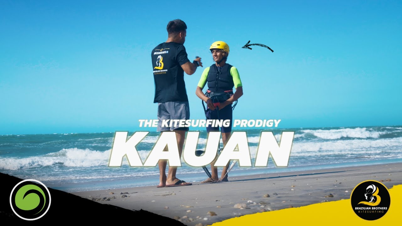 Kauan boosting on the Cabrinha Nitro kite in Prea, Brazil