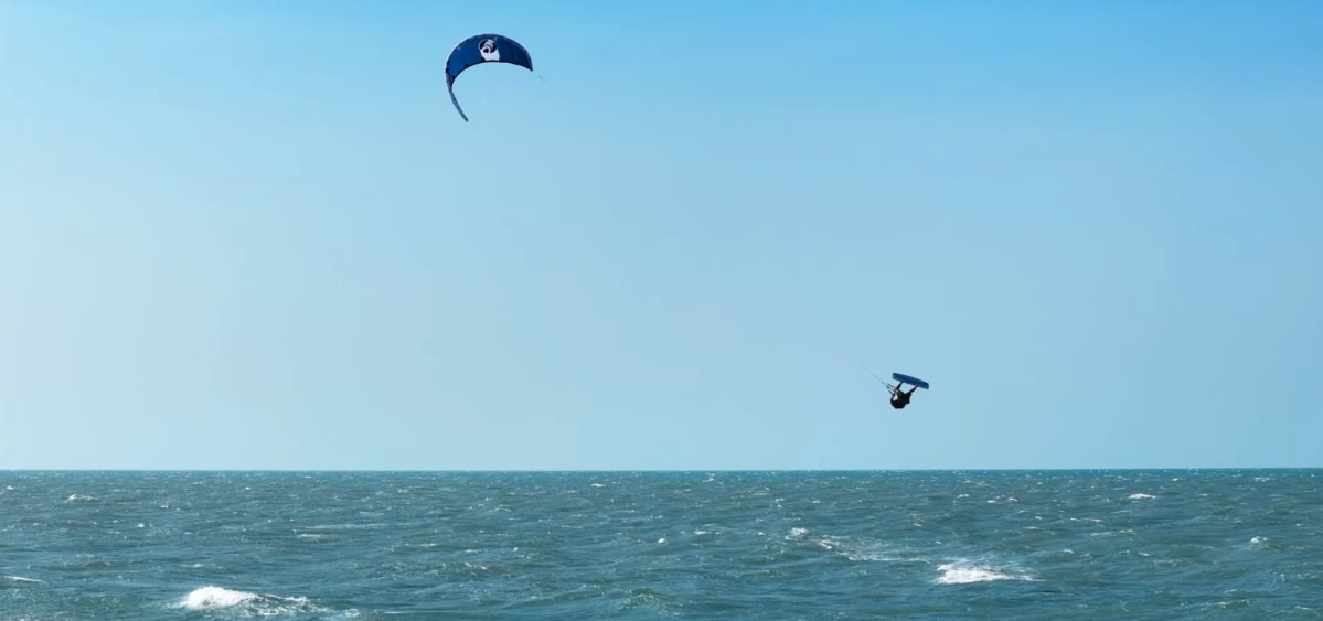 A kiteboarder jumps with the 2025 Cabrinha Nitro