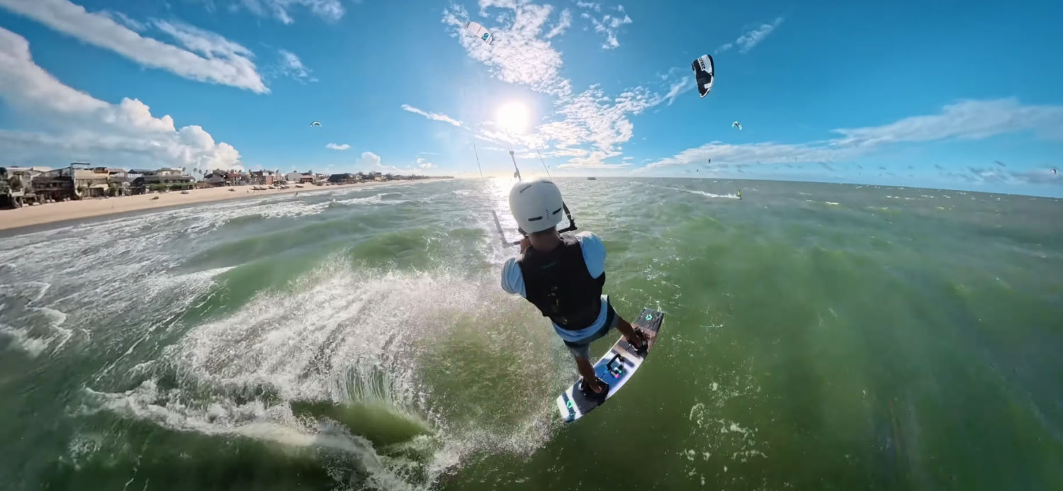Jumping has a big sweet spot on the Moto Apex. A kiteboarder begins a jump on the Moto Apex.