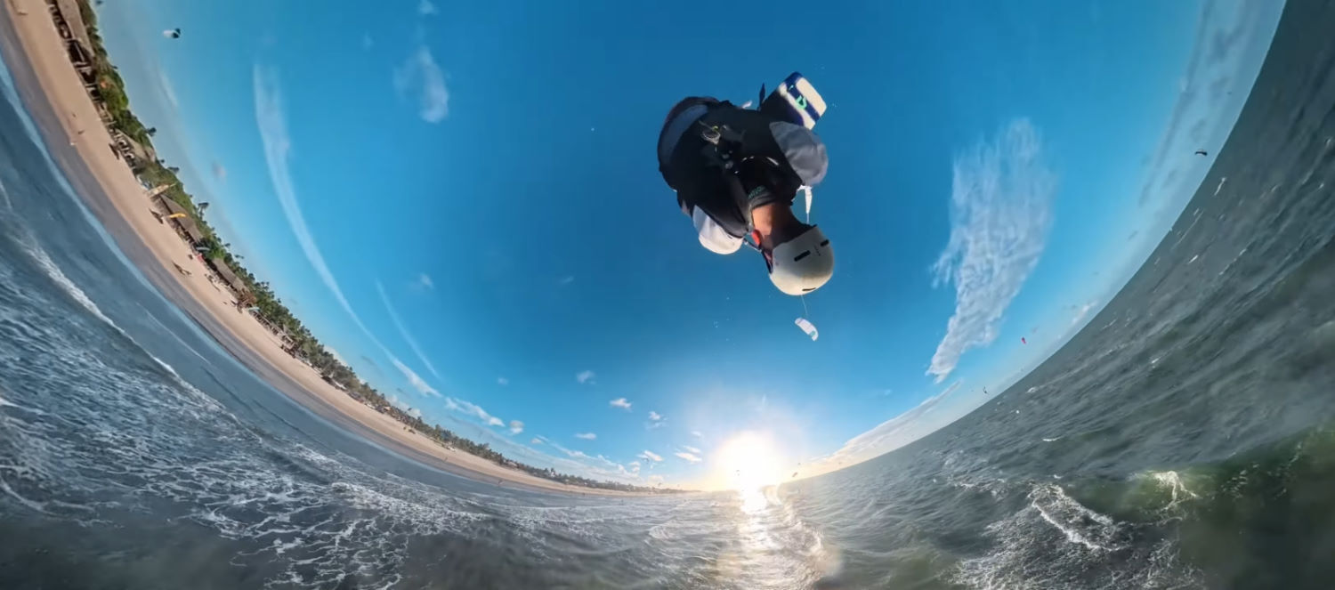 The Moto Apex has a forgiving sweet spot for jumping and a good amount of hangtime.. A kiteboarder performs a trick in the air.