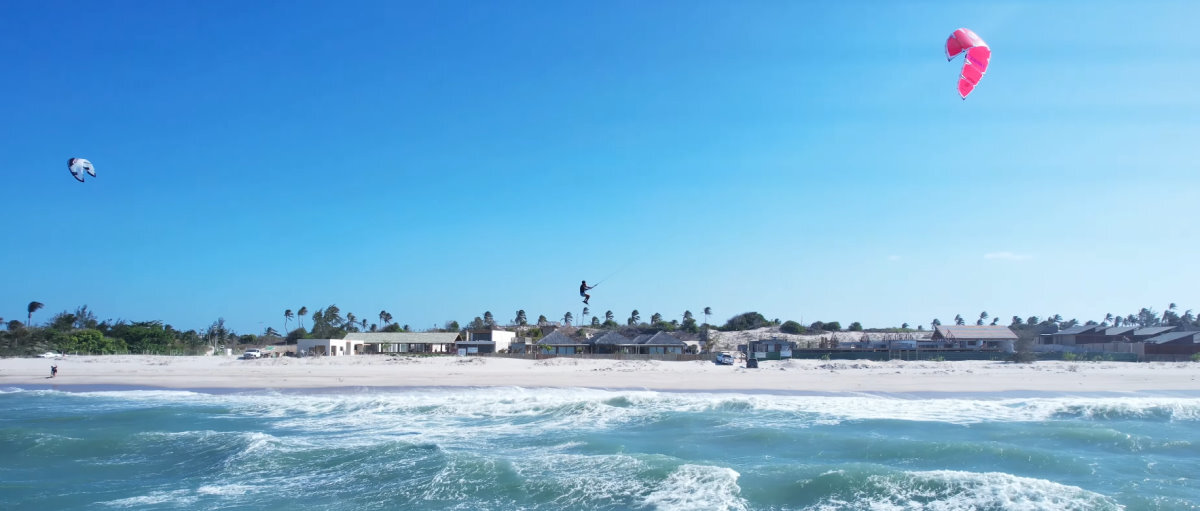 A kiteboarder jumps high with the Cabrinha Nitro.