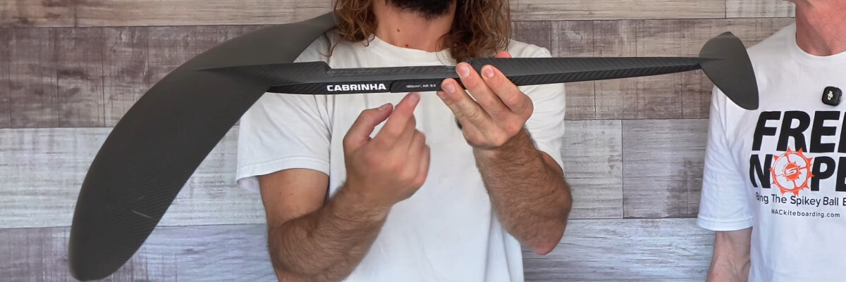 Tucker holds up a 2026 Cabrinha Union foil.