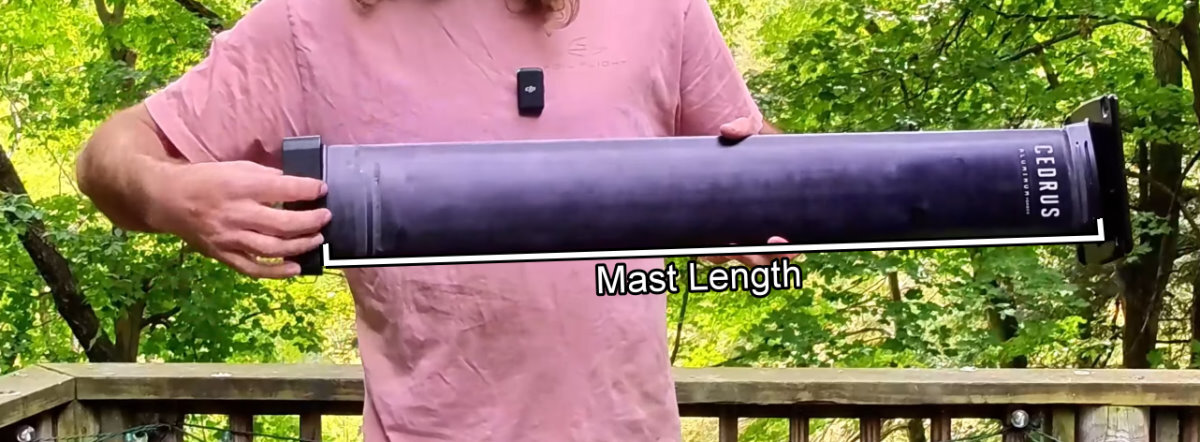 The length of Cedrus masts is measured from the underside of the top plate to the weld on the bottom connector.