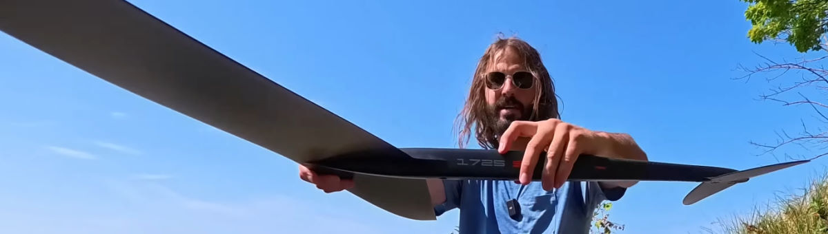 Tucker points to the 1725S label on the fuselage of the foil.