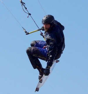 Lots of flexibility for kiteboarding tricks in a drysuit