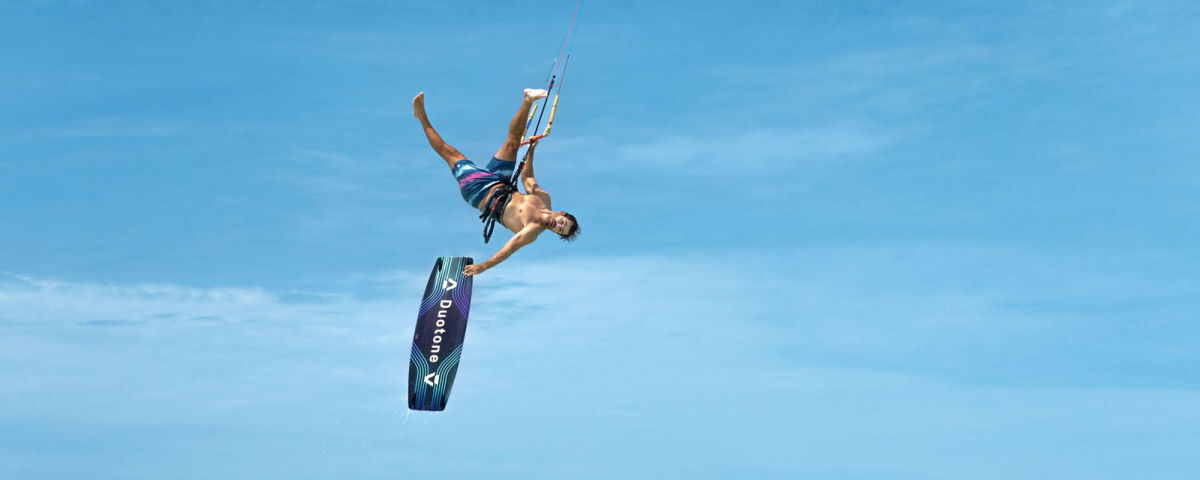 A kiteboarder gets some big air on the Jaime.