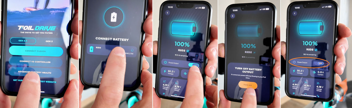 You can follow these steps to power your battery down remotely. Step by step instructions on using the Foil Drive app to power down your battery remotely.