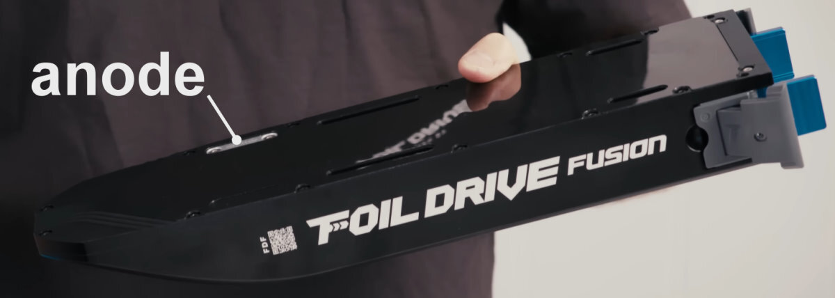 An anode is mounted to the top of the Fusion power unit to prevent rust.