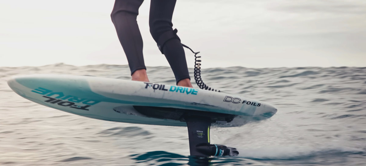 A rider surfs with the Foil Drive Fusion.