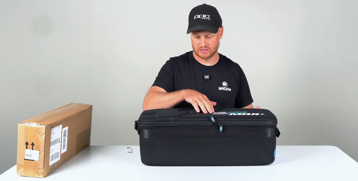 The Max Plus includes the nice case you've come to expect from Foil Drive. Ryan takes the case for the Foil Drive Max Plus out of the shipping box.