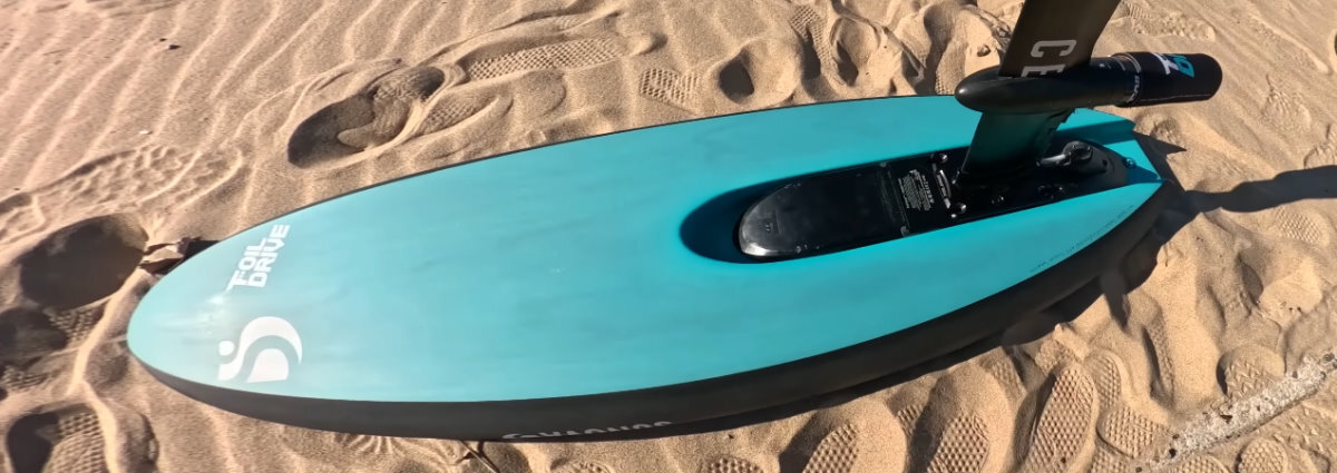 The Fusion fits in a trench foilboard.