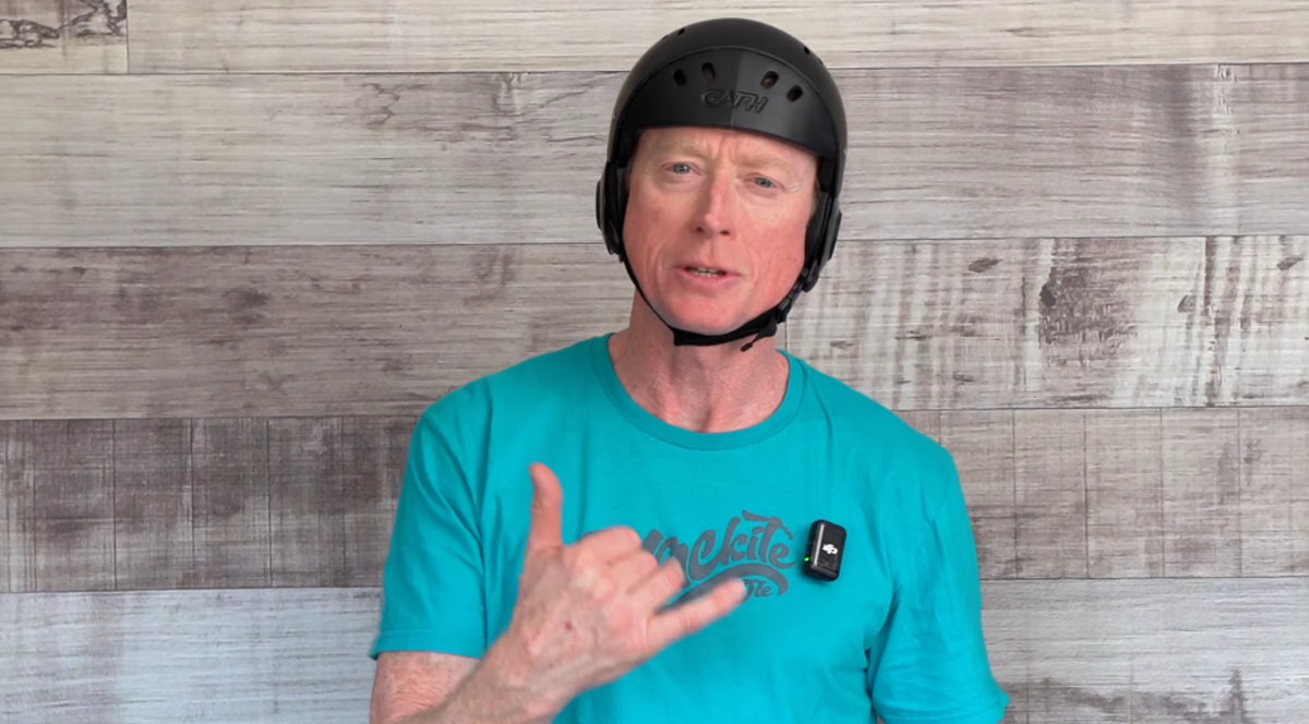 Jeff is happy wearing the helmet.