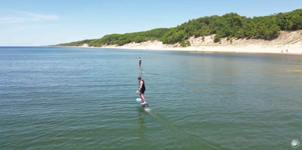 Group riding on the Foil Drive Fusion Unit in Lake Michigan