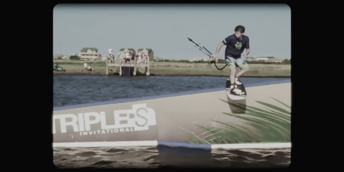 Aaron's done a bit of everything! A young Aaron rides across a slider.