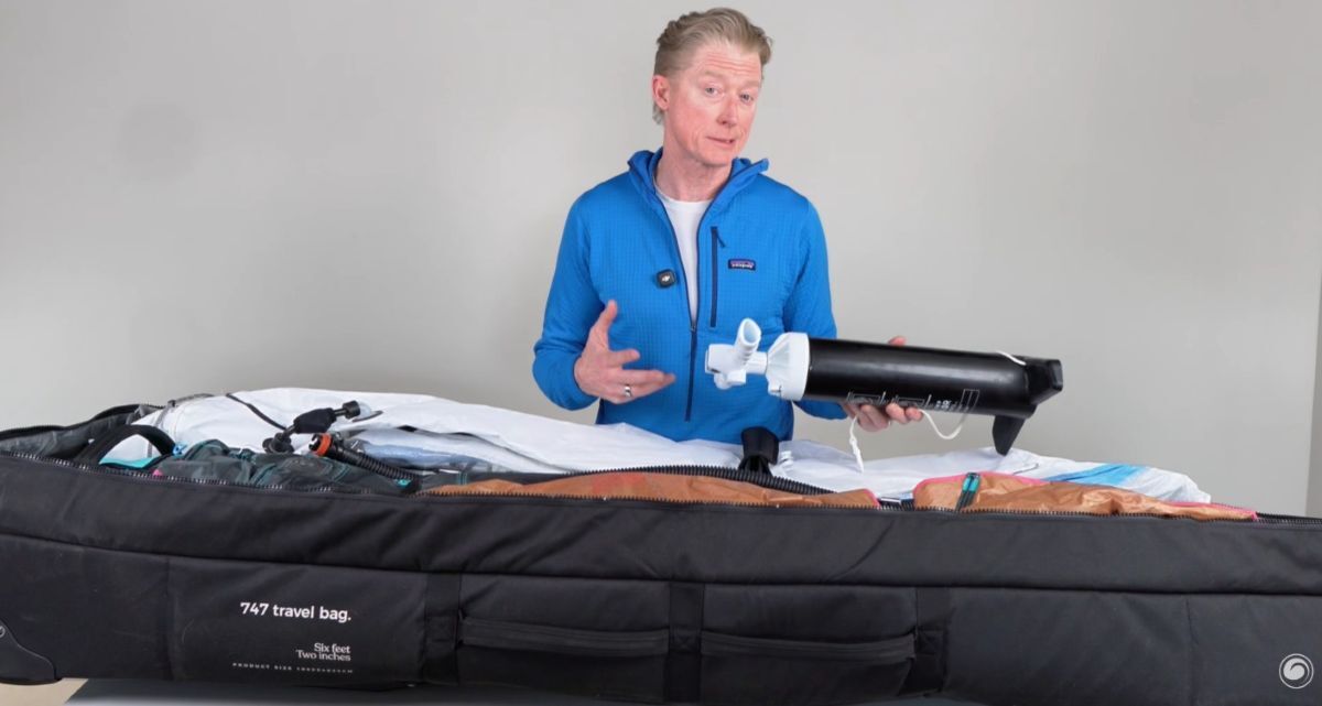 Jeff talking about bringing a pump on a wing foil vacation