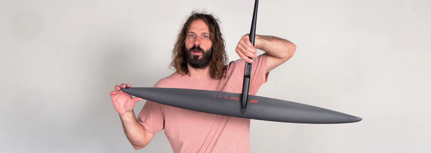 The Solus 930 works surprisingly well in light wind. Tucker holds up the KT Solus 930 front wing.