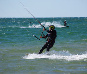 New kiteboarder on the water