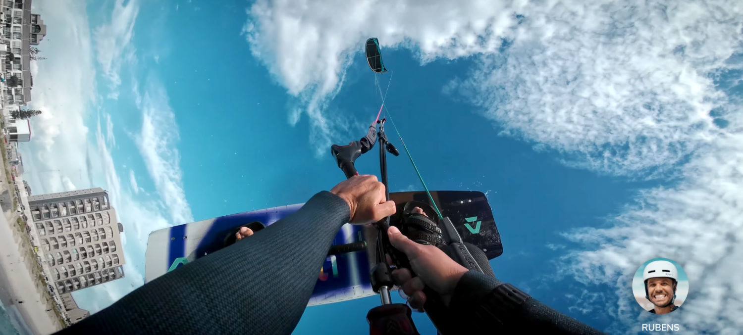 Bar pressure is enough to know where the kite is, but not too strong. First-person view of the North Orbit Ultra during a jump.