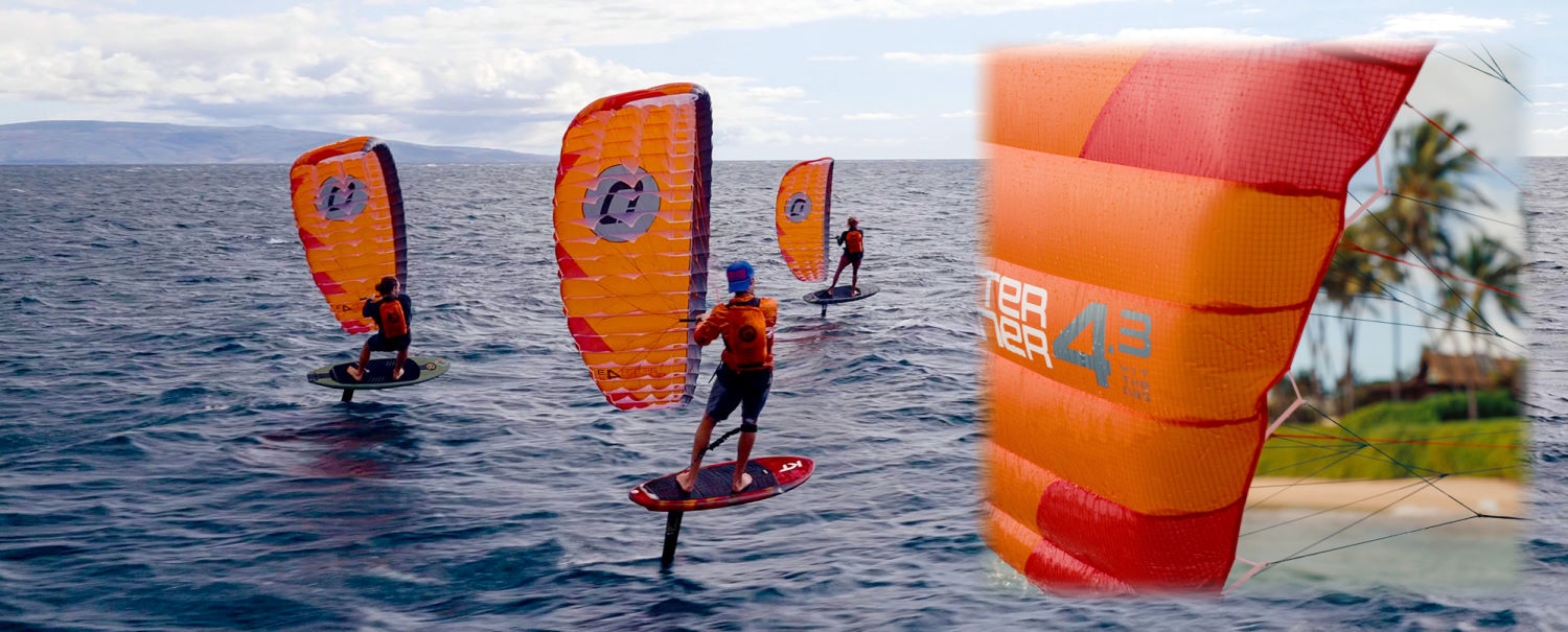 The canopy is lighweight but has many ribs and leading edge battens to form its shape. Three parawingers ride together while a close-up insert shows the ripstop canopy material.