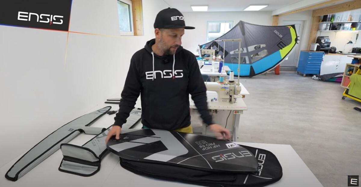 Packing a pump foil board in the Ensis Hip Hop Backpack