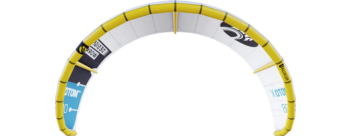 Front of the Cabrinha Moto X kite, showing the Aluula leading edge and struts.