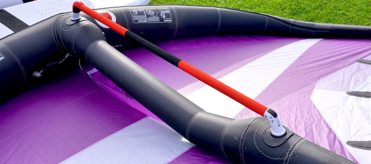 Close-up of the color coded boom for the wing.