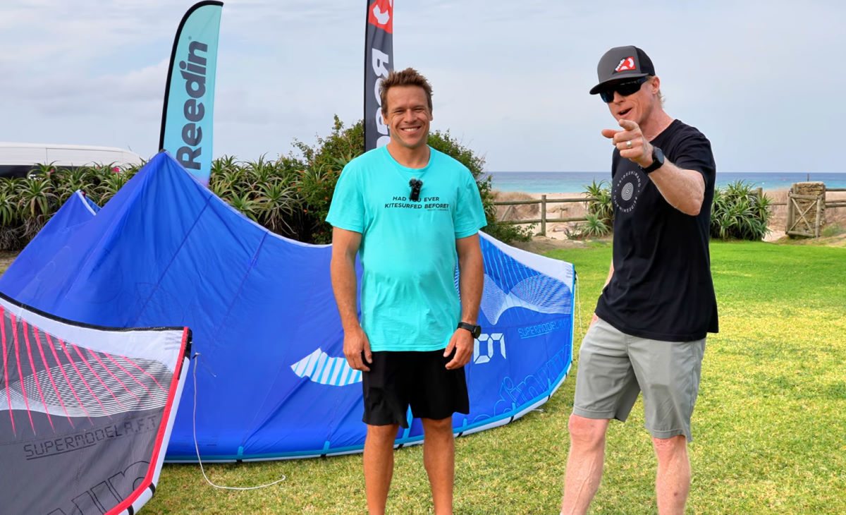 Is the Reedin SuperModel right for you? Jeff points at the camera as Kevin stands beside him.