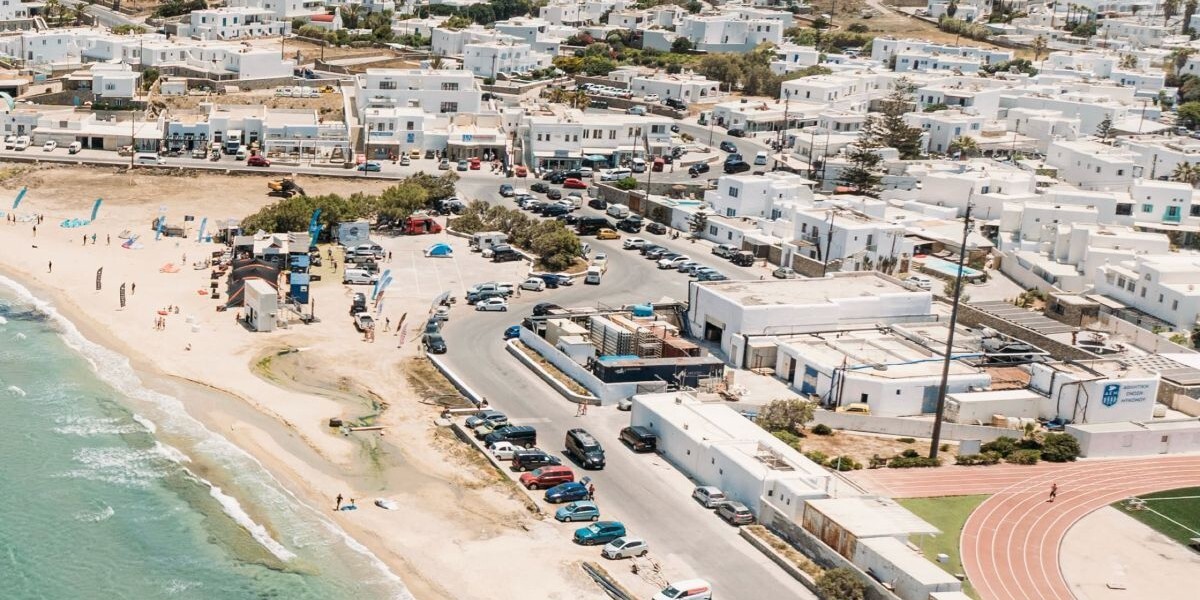 Riders practicing in Mykonos for the GKA Big Air World Tour