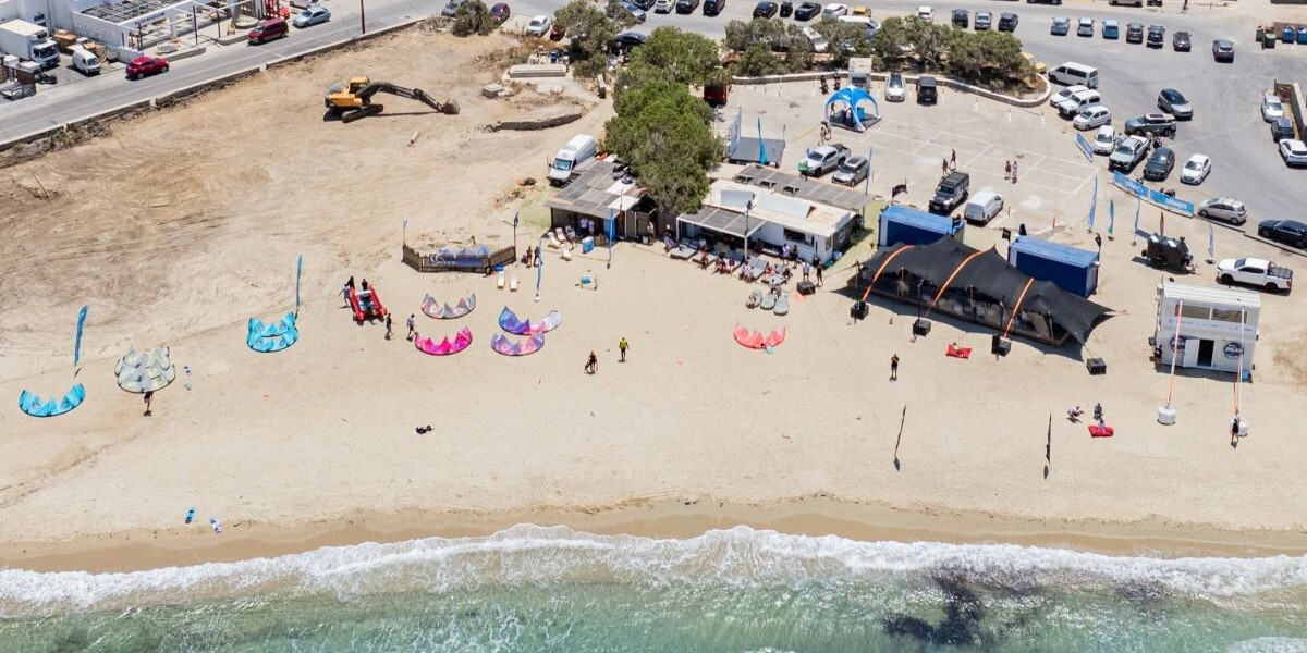 Riders practicing in Mykonos for the GKA Kite World Tour