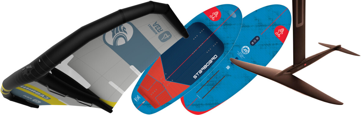 Cabrinha AER wing, Starboard Take Off board, and Code S Series foil
