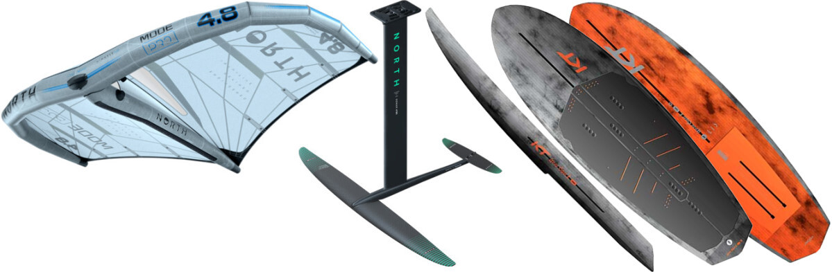 North Mode Pro wing and SF foil, and the KT Super K board
