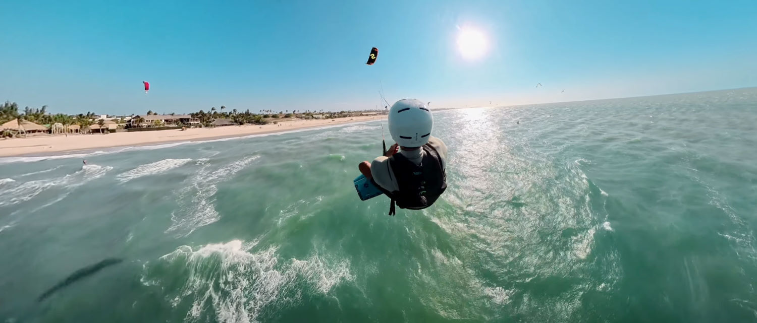 Looping takes a bit of effort, but can be thrilling. Rubens loops the kite during a jump.