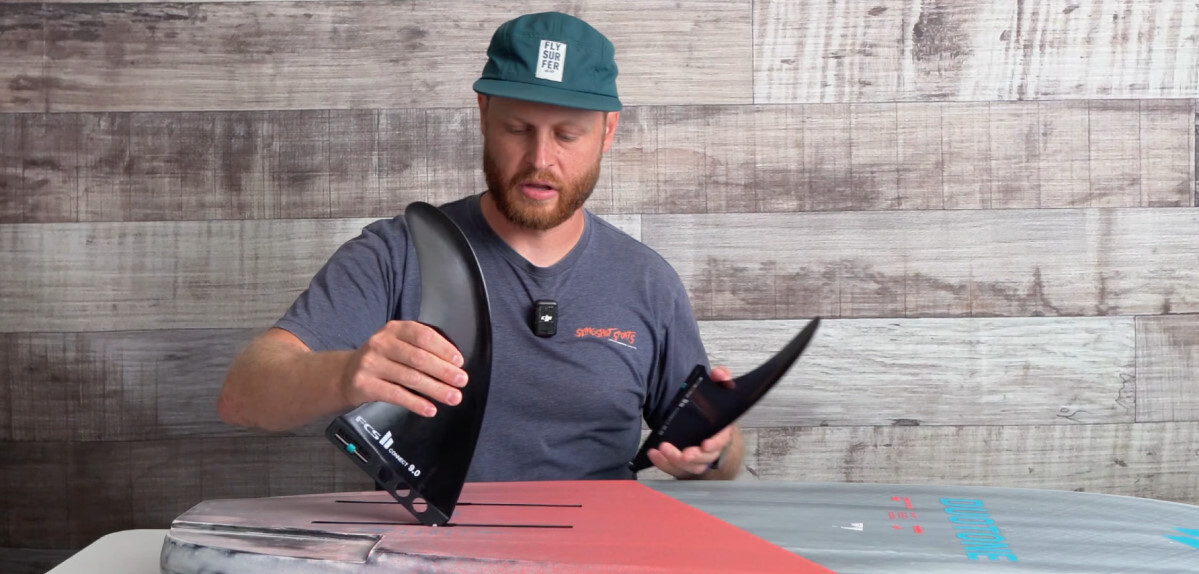 Ryan demonstrates how to mount the fin into the foil track box.