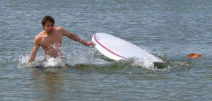 Stand Up Paddleboarding - falling in
