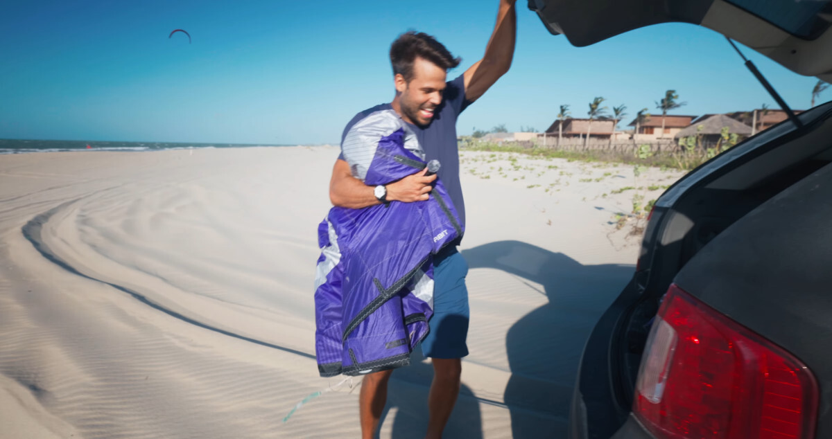 They got the kite... but are they in time? Rubens quickly grabs an 8 meter kite out of his car.