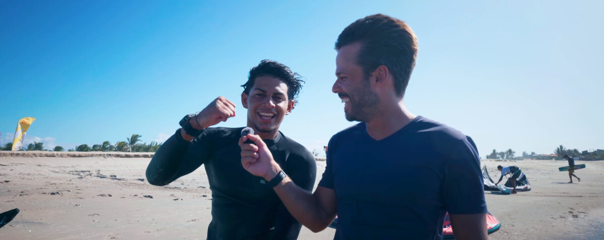 Baby Shark was thrilled by his surprise win. Baby Shark celebrates his surprise win with a fist pump.