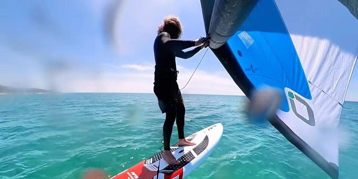 Tucker on the Ozone Liteforce V2 wing in light wind conditions