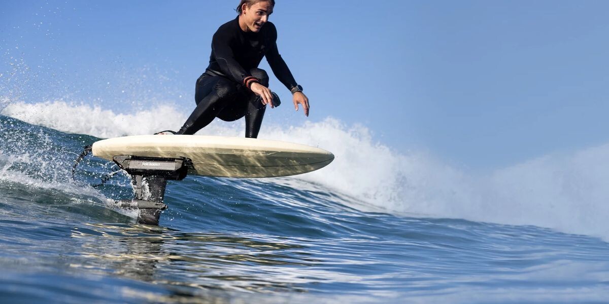 Rider using e-assist features from the Foil Boost