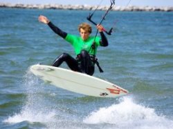 Kiteboarding with a wetsuit
