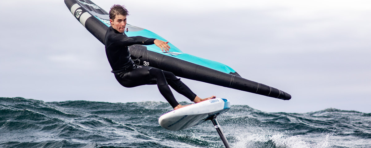 Don't be afraid to move your feet as you ride. A wing surfer riding hard